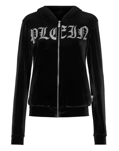 Philipp Plein Hoodie Sweatjacket Gothic Plein In Black