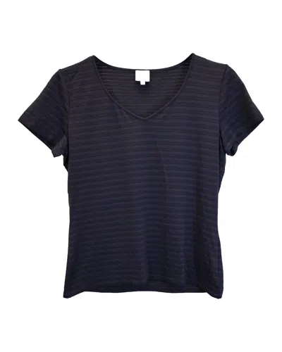 Armani Collezioni Collezioni Striped V-neck T-shirt In Black Polyamide In Black