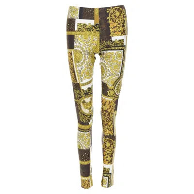 Versace Rodeo Barocco Harness Stretch Legging Pants In Gold