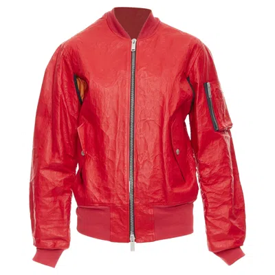 Ben Taverniti Unravel Project Unravelproject Leather Tyvek Nylon Lined Bomber Jacket In Red