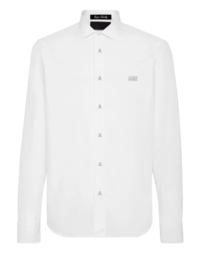 Philipp Plein Shirt Sugar Daddy Cut Ls Gothic Banner In White
