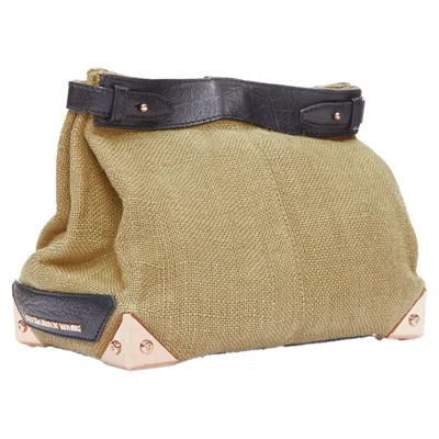 Alexander Wang Adele Canvas Metal Corner Lunch Clutch Bag In Black
