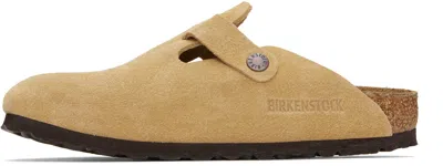 Birkenstock Beige Narrow Boston Soft Footbed Slip-on Loafers In Latte Cream