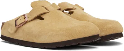 Birkenstock Beige Narrow Boston Soft Footbed Slip-on Loafers In Latte Cream