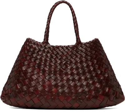 Dragon Diffusion Womens Dark Brown Santa Croce Woven-leather Top-handle Basket Bag In Burgundy