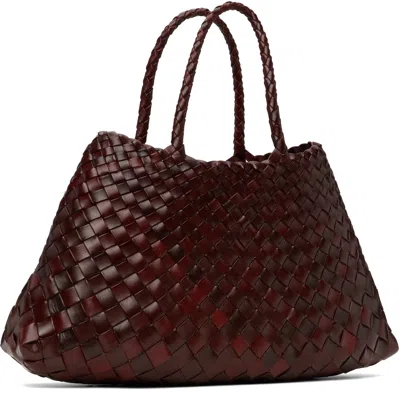 Dragon Diffusion Womens Dark Brown Santa Croce Woven-leather Top-handle Basket Bag In Burgundy