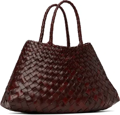 Dragon Diffusion Womens Dark Brown Santa Croce Woven-leather Top-handle Basket Bag In Burgundy