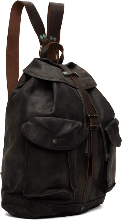 Rrl Black Leather Backpack In Brown