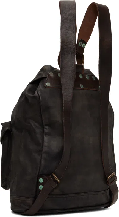 Rrl Black Leather Backpack In Brown