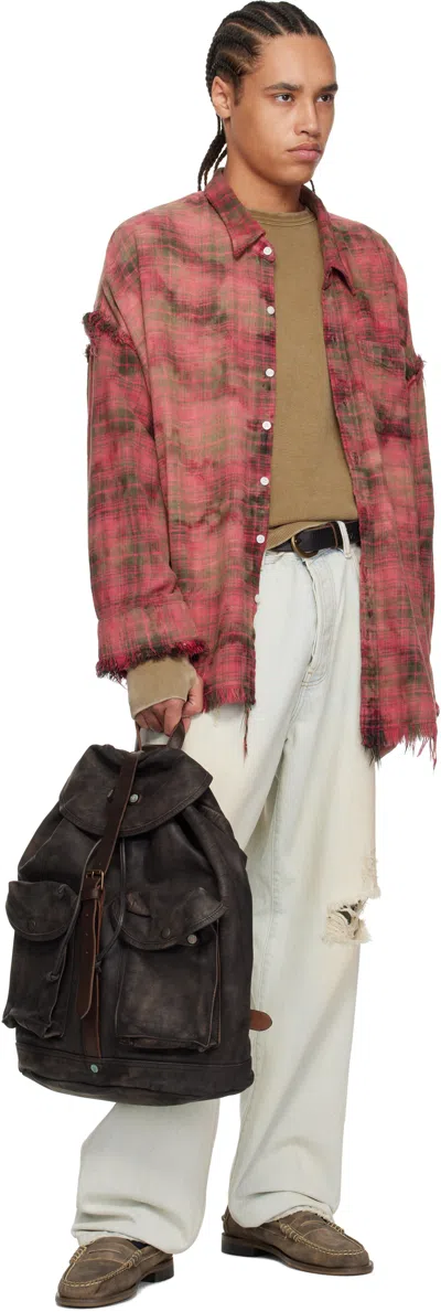 Rrl Black Leather Backpack In Brown