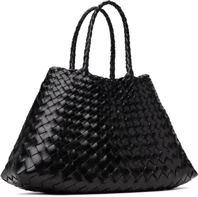 Dragon Diffusion Santa Croce Black Handbag With Two Top Handles And Interwoven Design In Leather Woman In Black