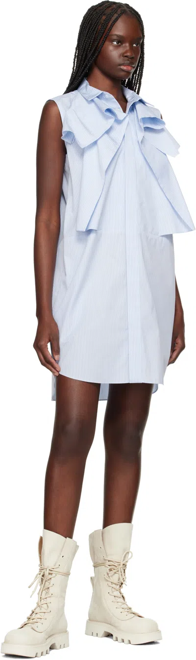 Sacai Striped Cotton Poplin Minidress In 458 L/blue Stripe