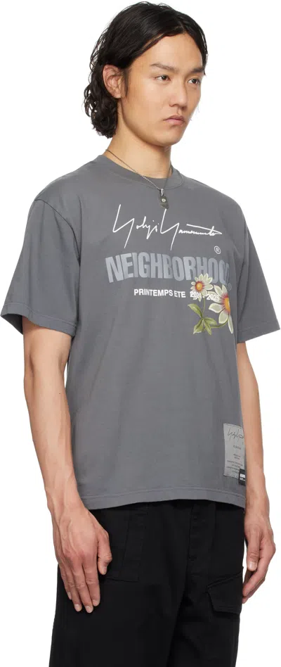Yohji Yamamoto Crew Neck Graphic Print Short Sleeves In Grey