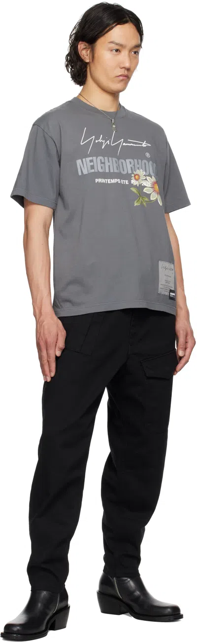 Yohji Yamamoto Crew Neck Graphic Print Short Sleeves In Grey