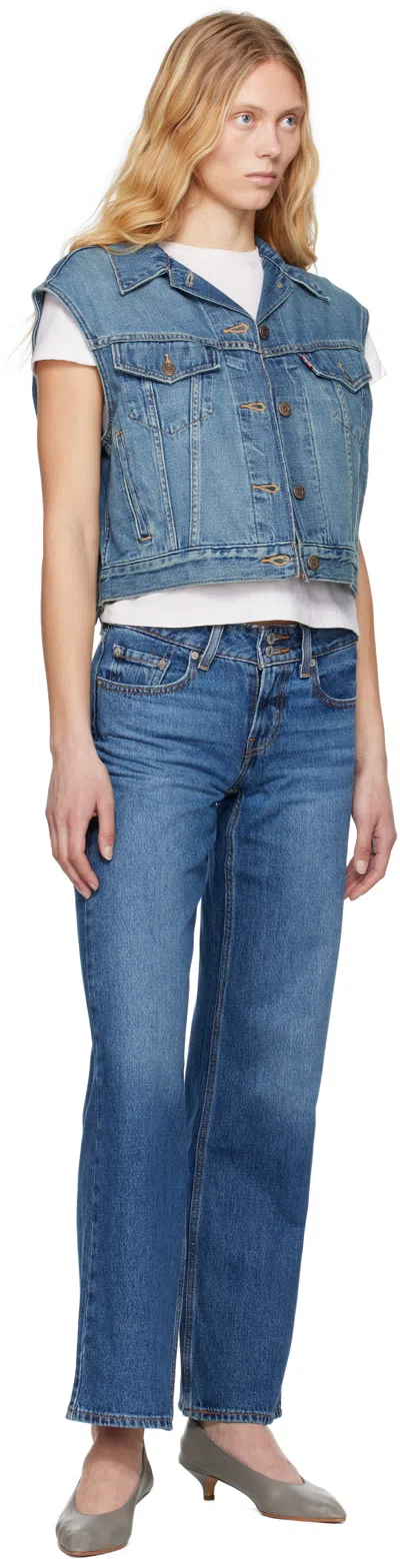 Levi's Blue Superlow Jeans In It's A Vibe