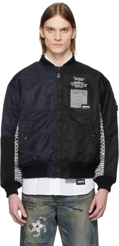 Yohji Yamamoto Contrast-sleeve Bomber Jacket In Black
