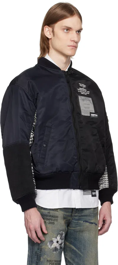 Yohji Yamamoto Contrast-sleeve Bomber Jacket In Black
