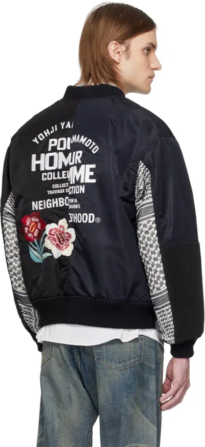 Yohji Yamamoto Contrast-sleeve Bomber Jacket In Black