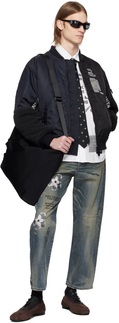 Yohji Yamamoto Contrast-sleeve Bomber Jacket In Black