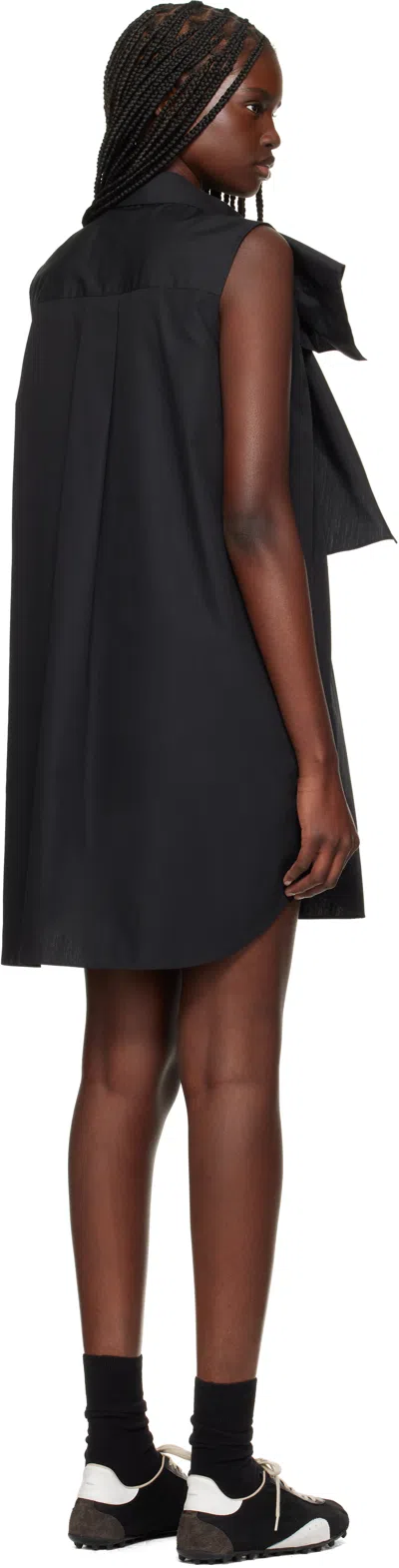Sacai Poplin Dress With Cap Sleeves And Ruffled Detail In 001 Black