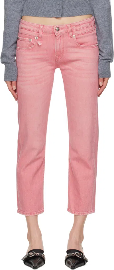 R13 Pink Boy Straight Jeans In Coral Stretch