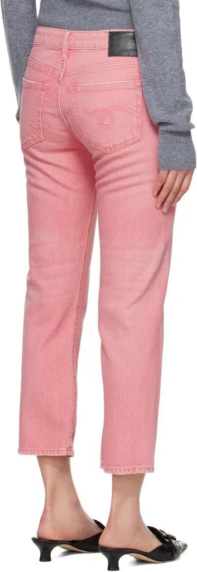 R13 Pink Boy Straight Jeans In Coral Stretch