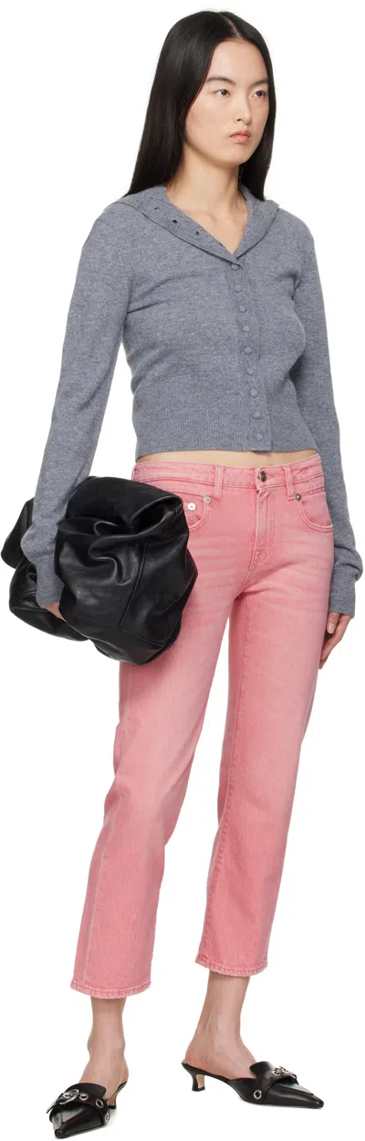 R13 Pink Boy Straight Jeans In Coral Stretch