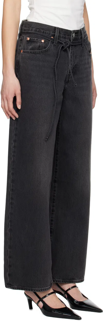 Levi's Straight-leg Black Denim Jeans With Belt Design And Relaxed Fit