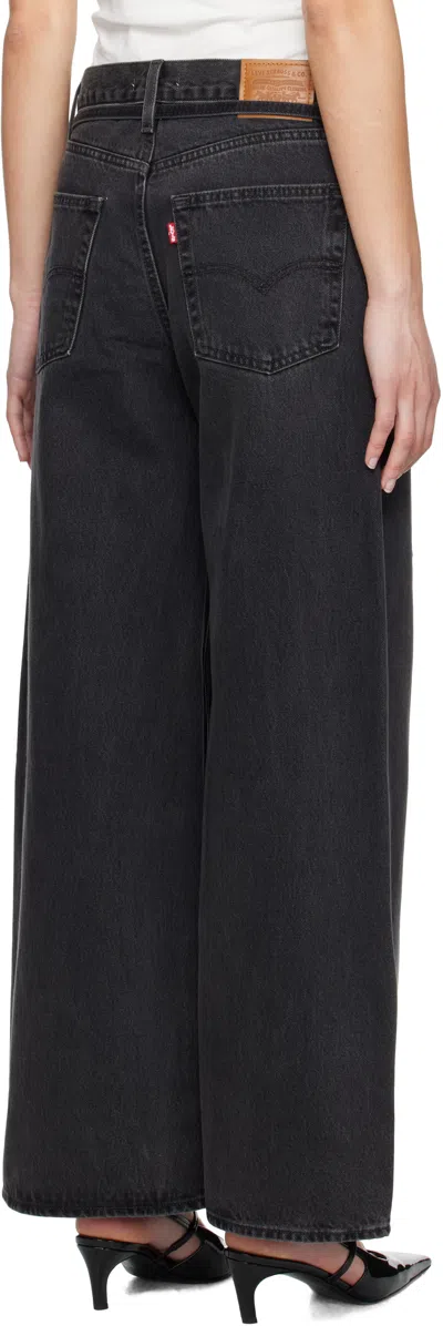 Levi's Straight-leg Black Denim Jeans With Belt Design And Relaxed Fit