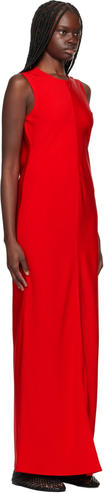 Ami Alexandre Mattiussi Ami Paris Sleeveless Maxi Dress In Coquelicot