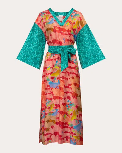 Karma On The Rocks Women's Kyoto Niwa Silk Kaftan In Niwa Rose