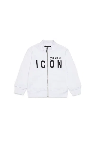 Dsquared2 Felpa Full Zip Con Logo Icon In White