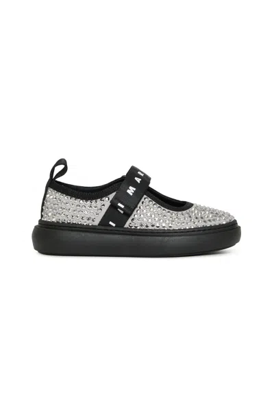 Marni Mary Jane Trainers With Rhinestones In Grey