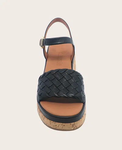 Gentle Souls - Dorris Woven Leather Cork Platform Sandal In Black Leather