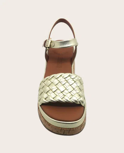Gentle Souls - Dorris Woven Leather Cork Platform Sandal In Platino Leather