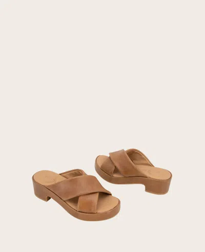 Gentle Souls - River Leather X Band Platform Sandal In Luggage Leather