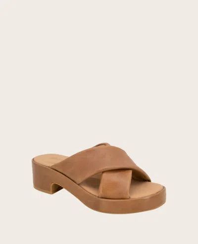 Gentle Souls - River Leather X Band Platform Sandal In Luggage Leather