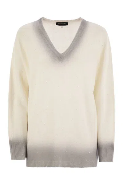 Fabiana Filippi Cotton And Linen Jersey With Sequins In Neutral