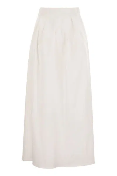 Max Mara Alcade1234 Wide Gabardine Skirt In White