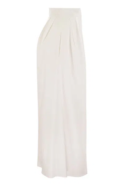 Max Mara Alcade1234 Wide Gabardine Skirt In White
