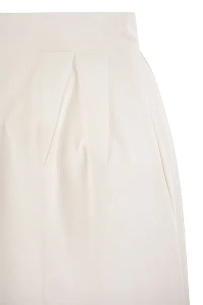 Max Mara Alcade1234 Wide Gabardine Skirt In White
