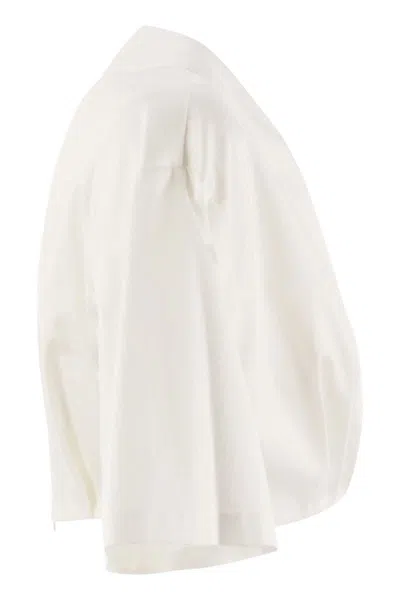 Elisabetta Franchi Stretch Cotton Top With Logo Detail In White