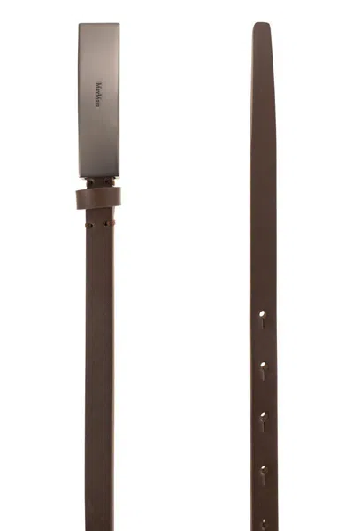 Max Mara New Plate Buckle Leather Belt In Brown