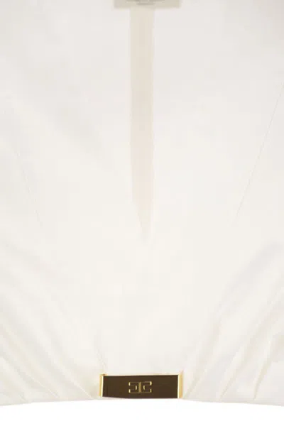 Elisabetta Franchi Stretch Cotton Top With Logo Detail In White
