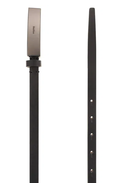 Max Mara New Plate Buckle Leather Belt In Black