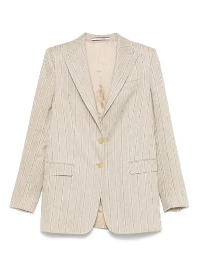 Tagliatore Light Beige Single-breasted Blazer In Grey