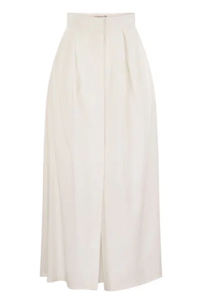 Max Mara Alcade1234 Wide Gabardine Skirt In White