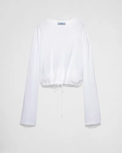 Prada Long-sleeved Jersey T-shirt In White