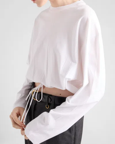 Prada Long-sleeved Jersey T-shirt In White