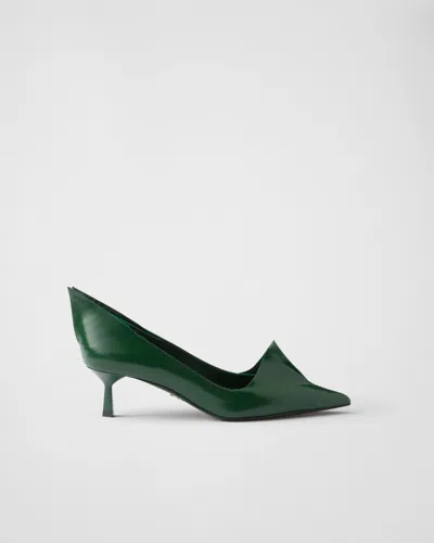 Prada Women's Brushed Leather Dã©colletã© In Fir Green